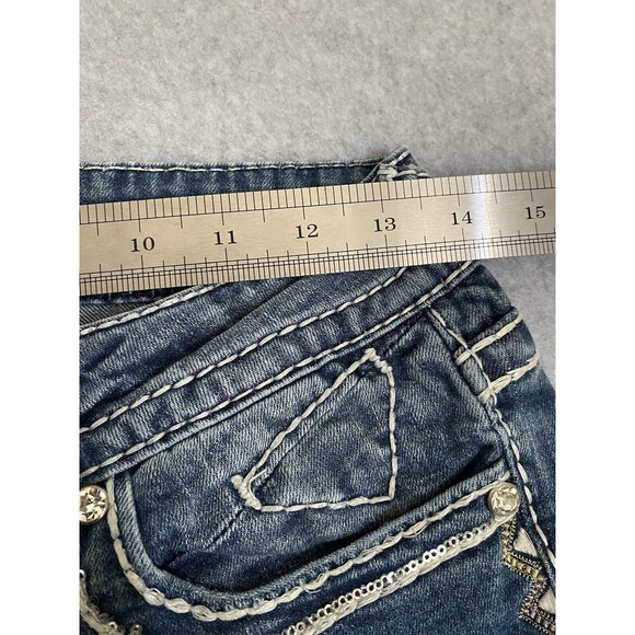 Vigoss Jeans Capri Bling Women's 27 Denim Blue New‎ York Capri Y2K Pants Gems - Picture 5 of 16